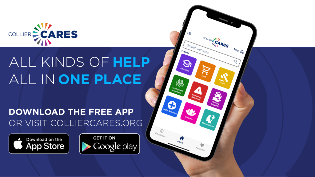 hand holding new collier cares app