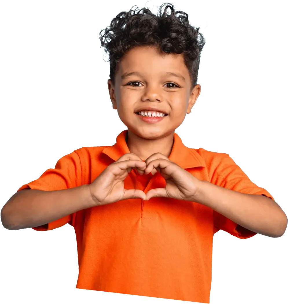Child making a heart shape with their hands